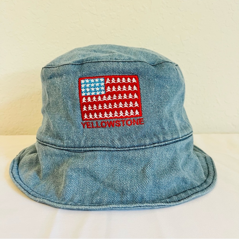 Yellowstone Denim Bucket Hat American Flag One Size Unisex